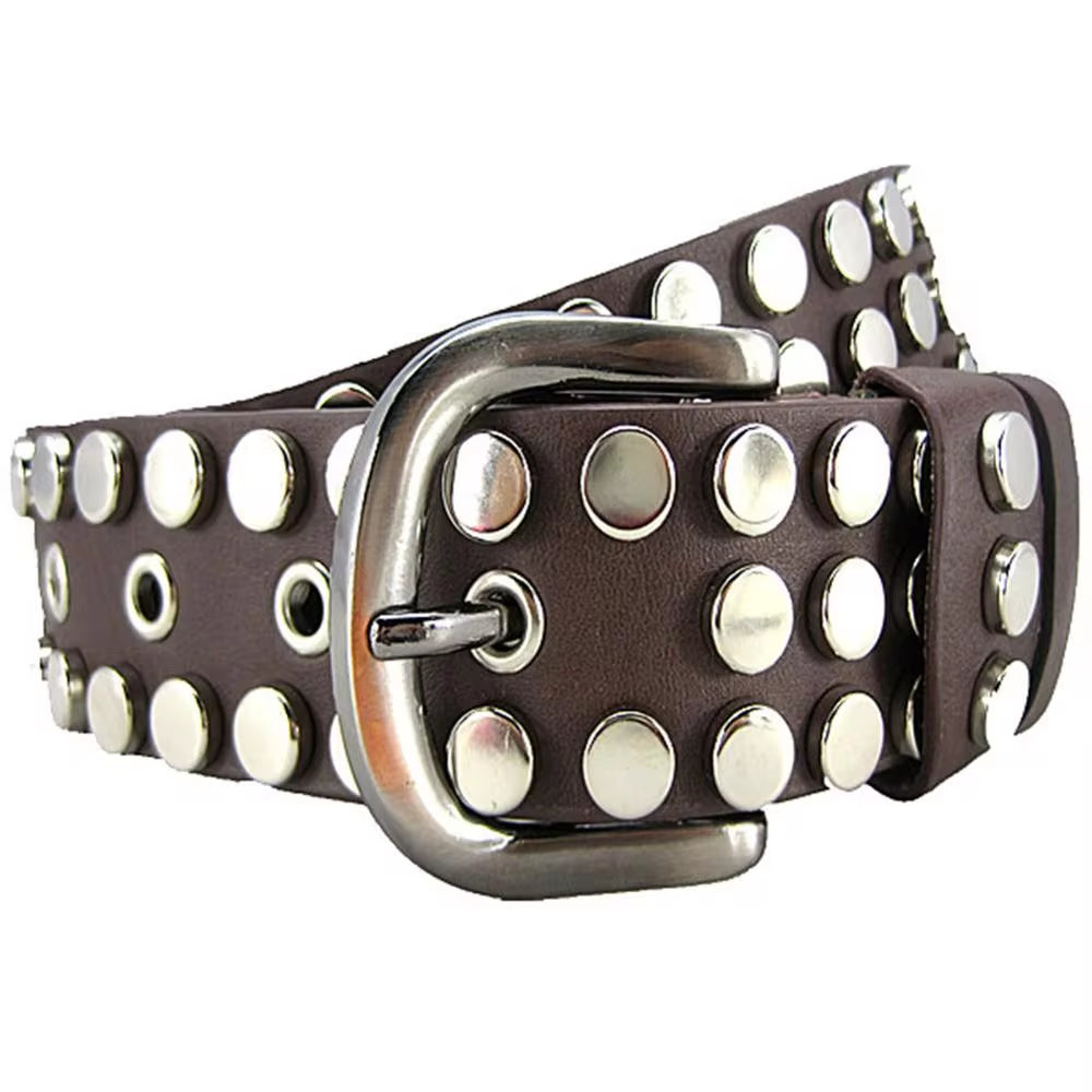 Unisex Women Men Rivet Studded Belt Vintage Faux Leather Pin Buckle Hip Hop Studded Waistband Strap Punk Rock Belts