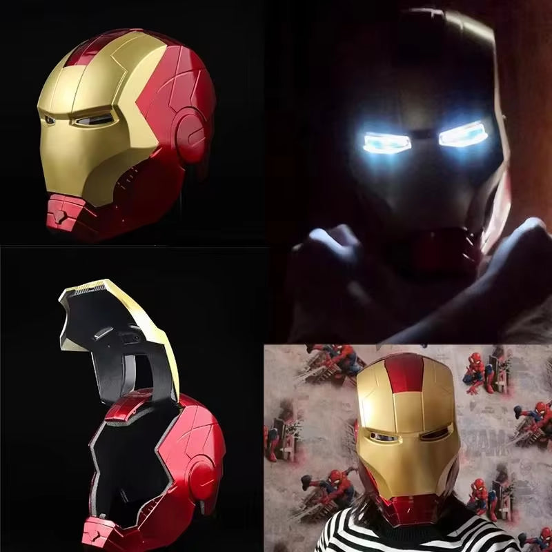 Hot Iron Man Helmet Cosplay 1:1 Light Led Wearable Mask Gloves Glowing Eyes Adult Child PVC Action Figure Toys Birthday Gifts