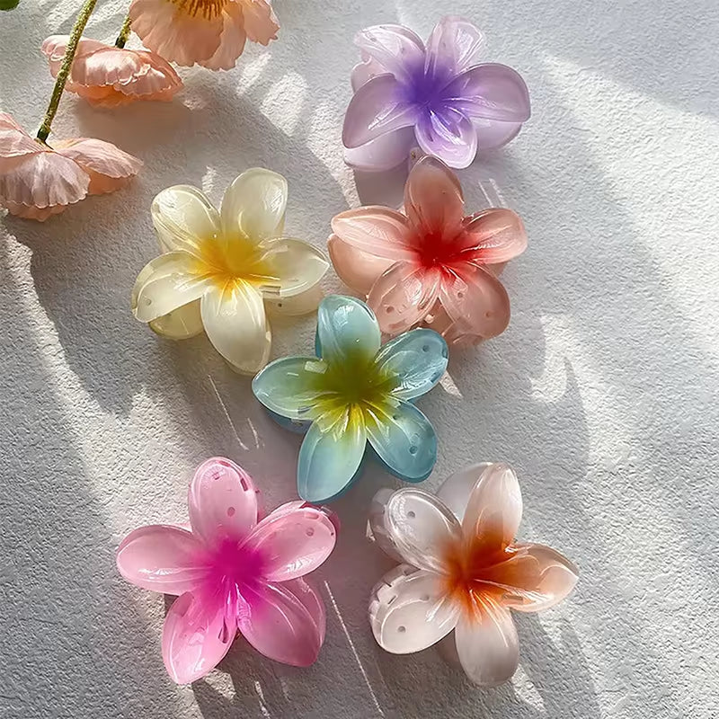 Fashion Women Beach Vacation Bohemia Egg Flower Hair Clips Flower Large Hair Claw Hairpin Women Girls Accessories