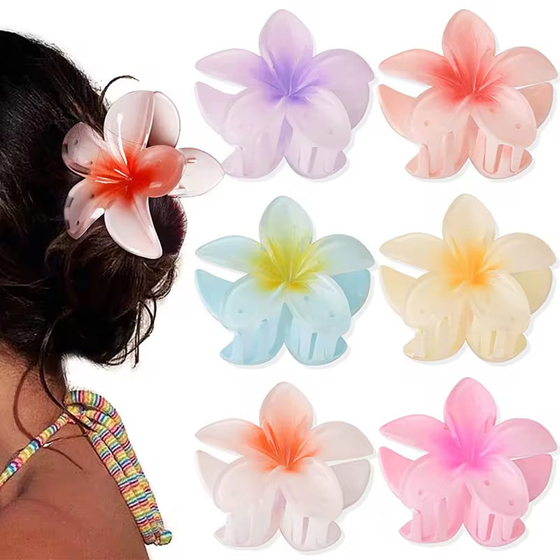 Fashion Women Beach Vacation Bohemia Egg Flower Hair Clips Flower Large Hair Claw Hairpin Women Girls Accessories