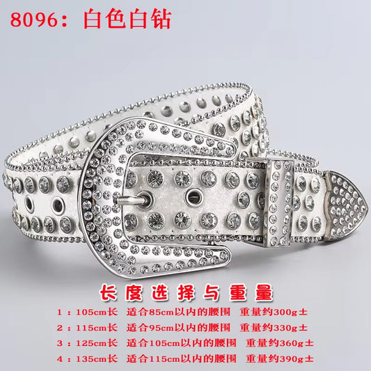 New Rhinestone Luxury Belt Women Y2K Style Western Exaggerated Jeans Fashion Accessories Punk High Quality Alloy Buckle BB Belt