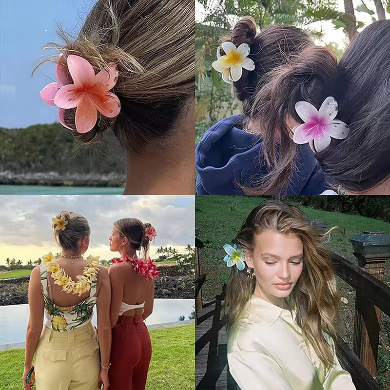 Fashion Women Beach Vacation Bohemia Egg Flower Hair Clips Flower Large Hair Claw Hairpin Women Girls Accessories