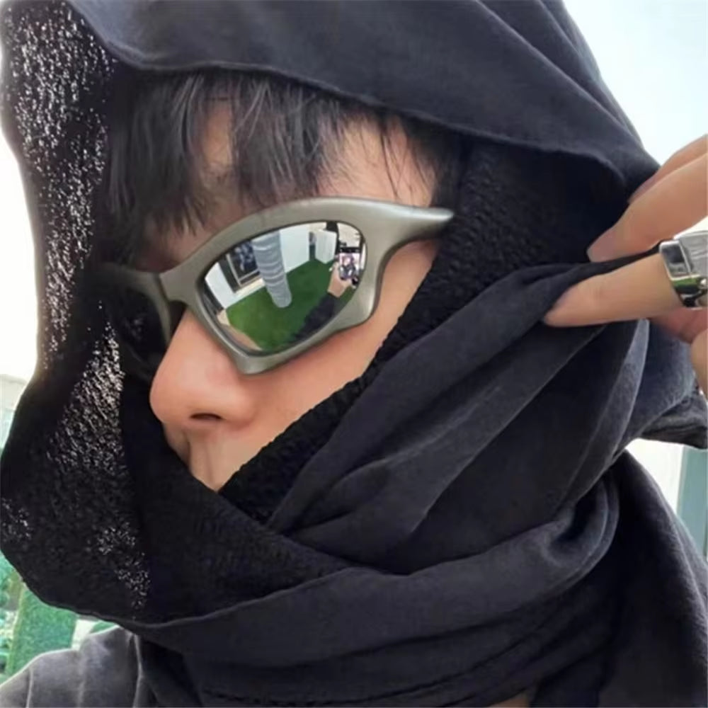 Steampunk Sunglasses Y2K Cycling Sports Women Punk Goggle Brand Designer Sun Glasses Men Silver Mirror Shades Fashion Eyewear