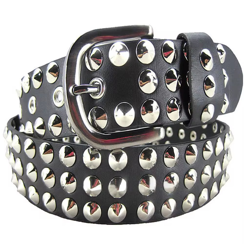 Unisex Women Men Rivet Studded Belt Vintage Faux Leather Pin Buckle Hip Hop Studded Waistband Strap Punk Rock Belts