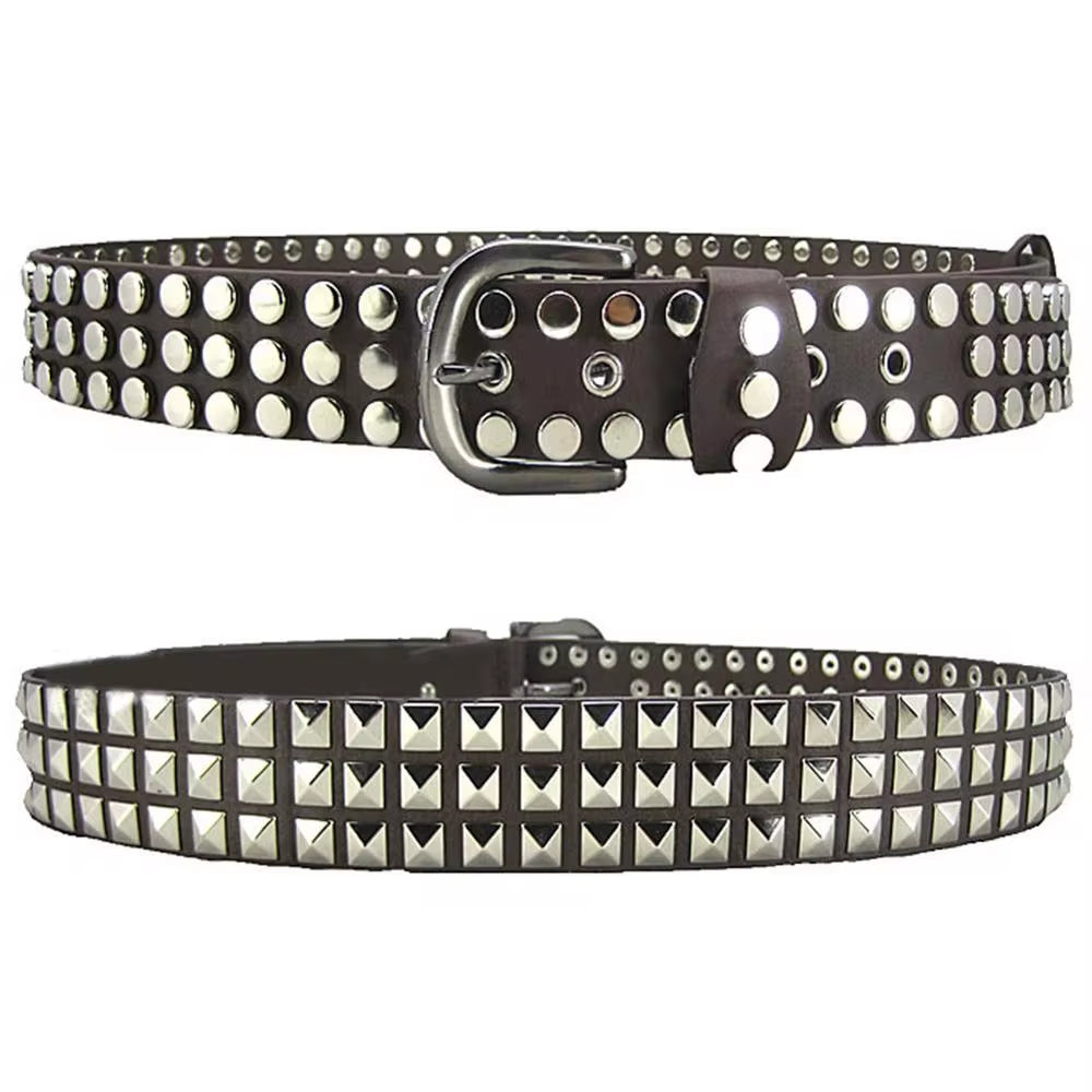 Unisex Women Men Rivet Studded Belt Vintage Faux Leather Pin Buckle Hip Hop Studded Waistband Strap Punk Rock Belts